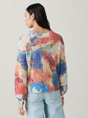 Orange Abstract Printed Crew Neck Fine Knitted Jumper - Image 3 of 7