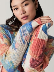 Orange Abstract Printed Crew Neck Fine Knitted Jumper - Image 4 of 7