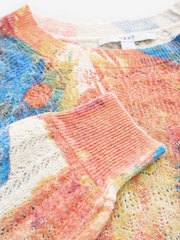 Orange Abstract Printed Crew Neck Fine Knitted Jumper - Image 7 of 7