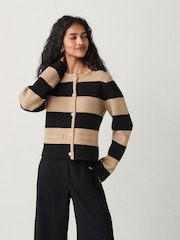 Camel Black Smart Knitted Button Up Cardigan with Wool - Image 1 of 12