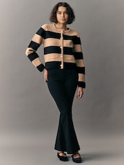 Camel Black Smart Knitted Button Up Cardigan with Wool - Image 4 of 12