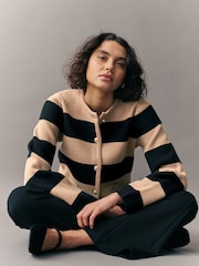 Camel Black Smart Knitted Button Up Cardigan with Wool - Image 5 of 12