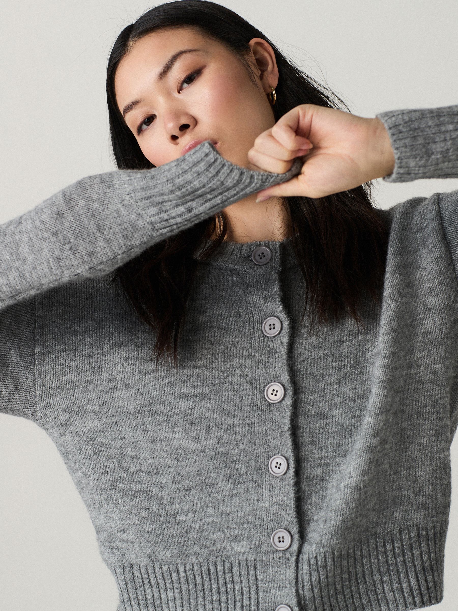 Buy Grey Crew Neck Knitted Cardigan from Next Canada