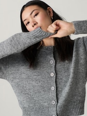 Grey Crew Neck Knitted Cardigan - Image 4 of 8