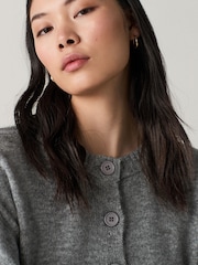 Grey Crew Neck Knitted Cardigan - Image 5 of 8