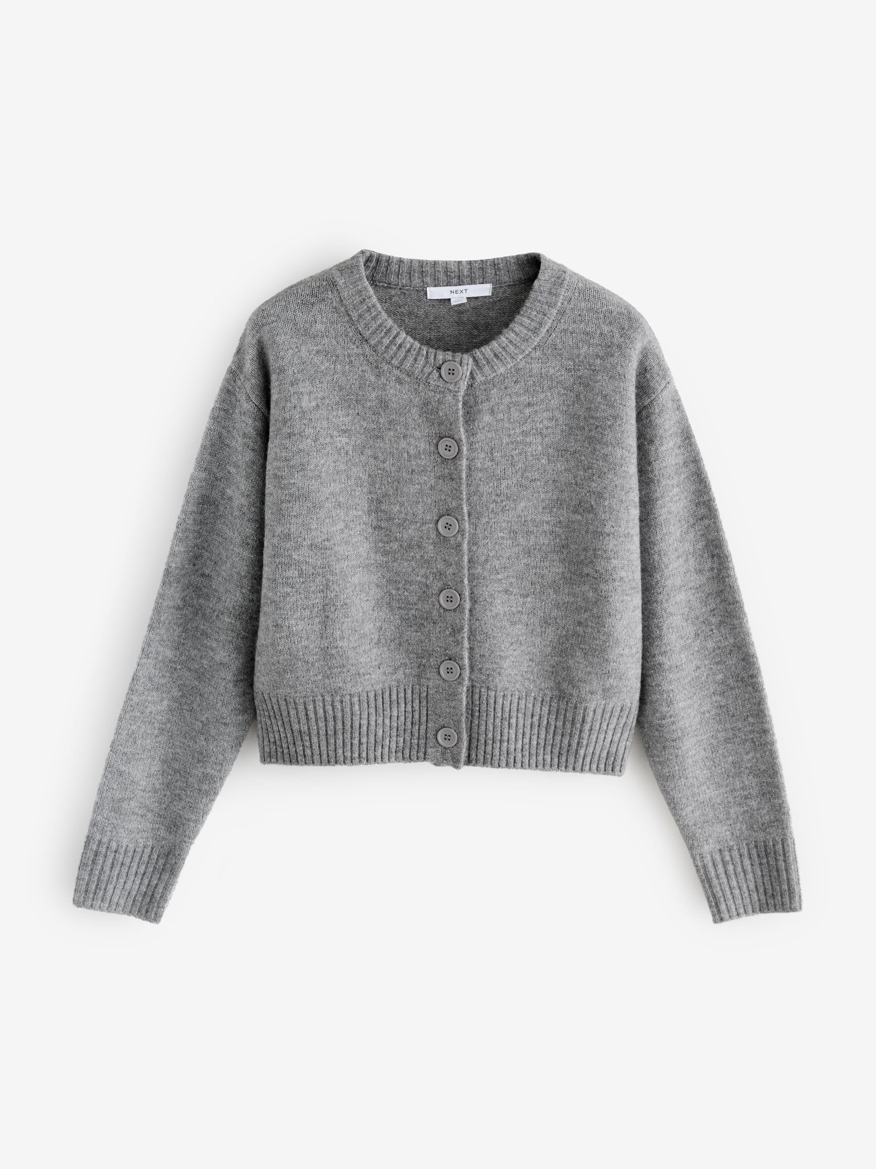 Buy Grey Crew Neck Knitted Cardigan from Next Canada