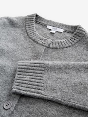 Grey Crew Neck Knitted Cardigan - Image 8 of 8
