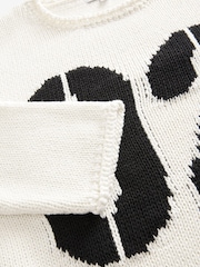 Cream Graphic Roll Edge Stitch Detail Knitted Jumper - Image 6 of 7