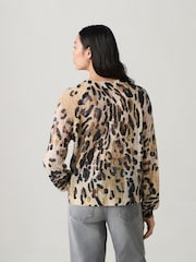 Leopard Printed Crew Neck Fine Knitted Jumper - Image 3 of 7