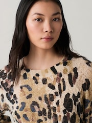 Leopard Printed Crew Neck Fine Knitted Jumper - Image 4 of 7