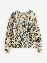 Leopard Printed Crew Neck Fine Knitted Jumper - Image 5 of 7