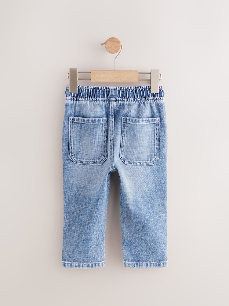 Light Blue Acid Wash Pull On 100% Cotton Jeans - Image 2 of 4