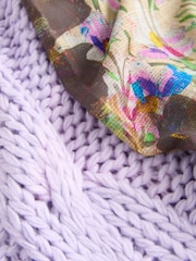Purple Lilac Floral Pattern Layered Knitted Cable Tank - Image 7 of 7