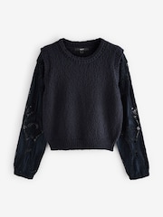Blue Navy 100% Cotton Broidery Knitted Tank Layer Jumper - Image 4 of 6
