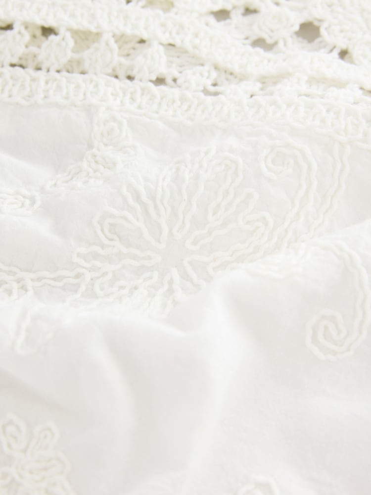 White/Ecru Pretty Long Sleeve Top With Crochet Details - Image 6 of 7