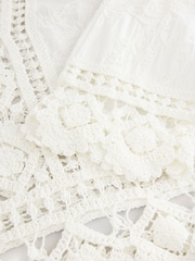 White/Ecru Pretty Long Sleeve Top With Crochet Details - Image 7 of 7