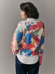 Orange Bright Abstract Supersoft Layer Jumper With Gem Button Shirt - Image 3 of 8