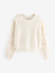White Ecru 100% Cotton Broidery Knitted Tank Layer Jumper - Image 6 of 8
