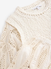 White Ecru 100% Cotton Broidery Knitted Tank Layer Jumper - Image 8 of 8