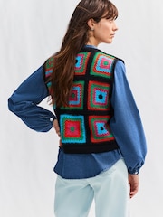 Bright Multi Crochet Tank Denim Crew Neck Layer Jumper - Image 2 of 6