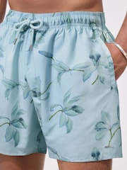 Floral Blue Printed Swim Shorts - Image 5 of 9
