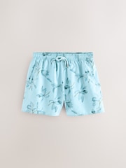 Floral Blue Printed Swim Shorts - Image 6 of 9