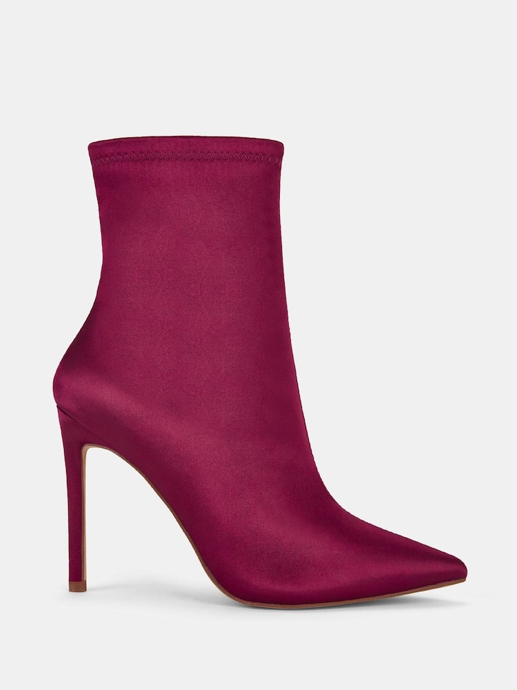 Novo Red Regular Fit Katya Point Stiletto Ankle Boots - Image 2 of 5