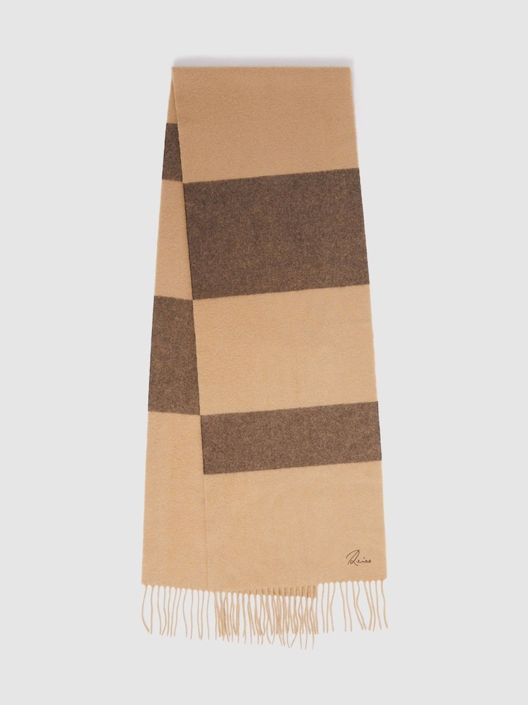 Reiss York Wool and Cashmere Striped Scarf - Imagen 1 de 4