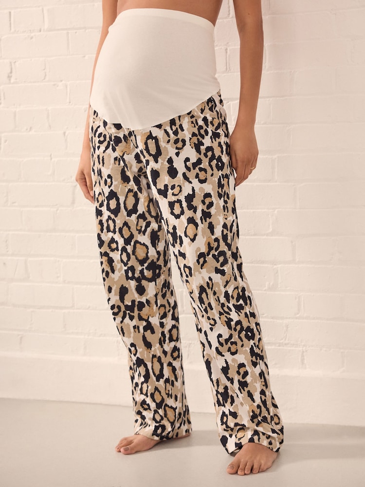 Oatmeal Leopard Maternity Short Sleeve Pyjamas - Image 2 of 8