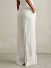 Reiss White Leanna Petite Wool Blend Wide Leg Tux Trousers - Image 5 of 7