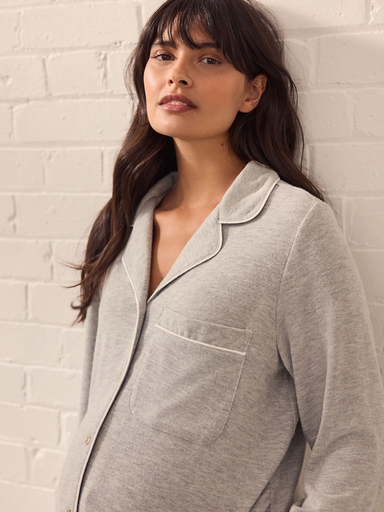 Grey Maternity Cosy Button Through Pyjamas - Image 3 of 11