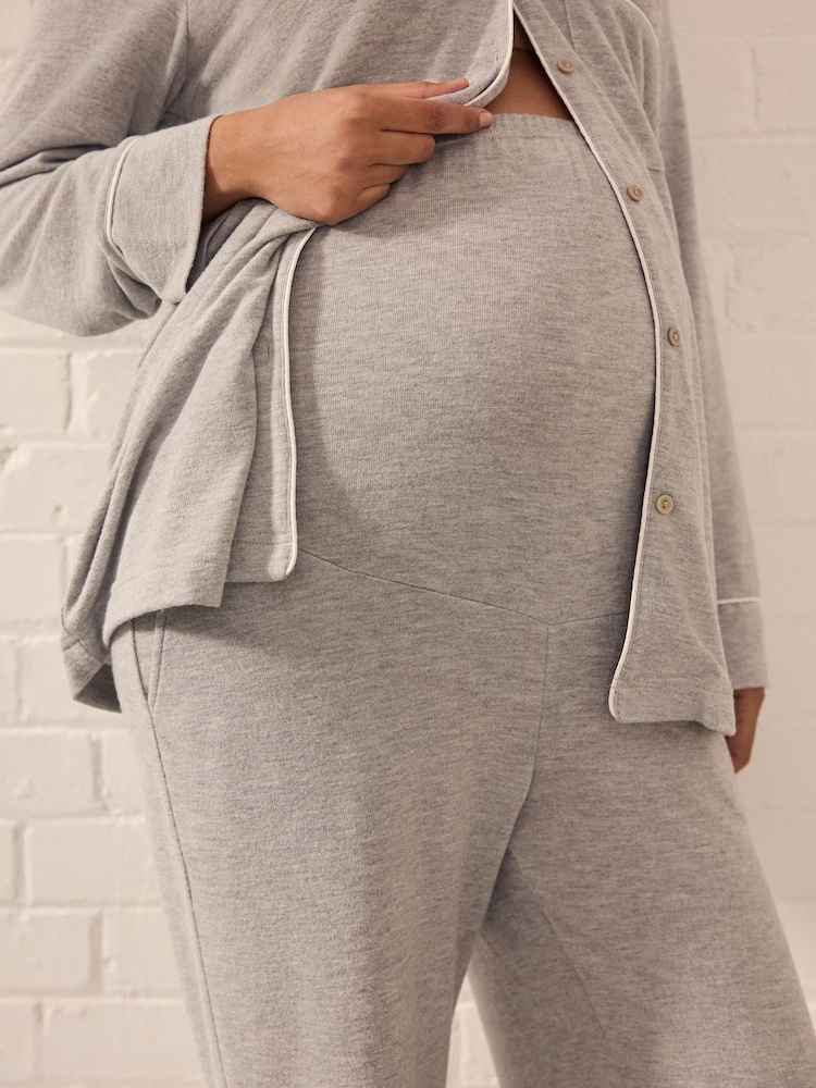 Grey Maternity Cosy Button Through Pyjamas - Image 4 of 11
