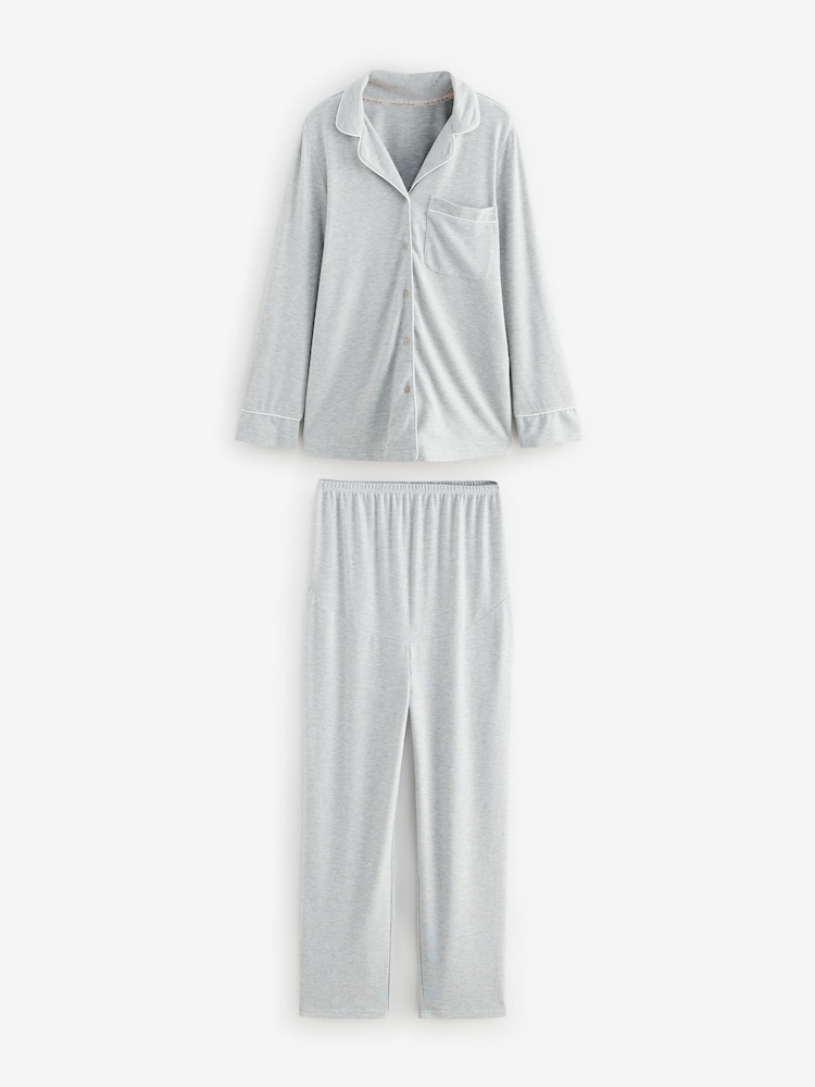 Grey Maternity Cosy Button Through Pyjamas - Image 7 of 11