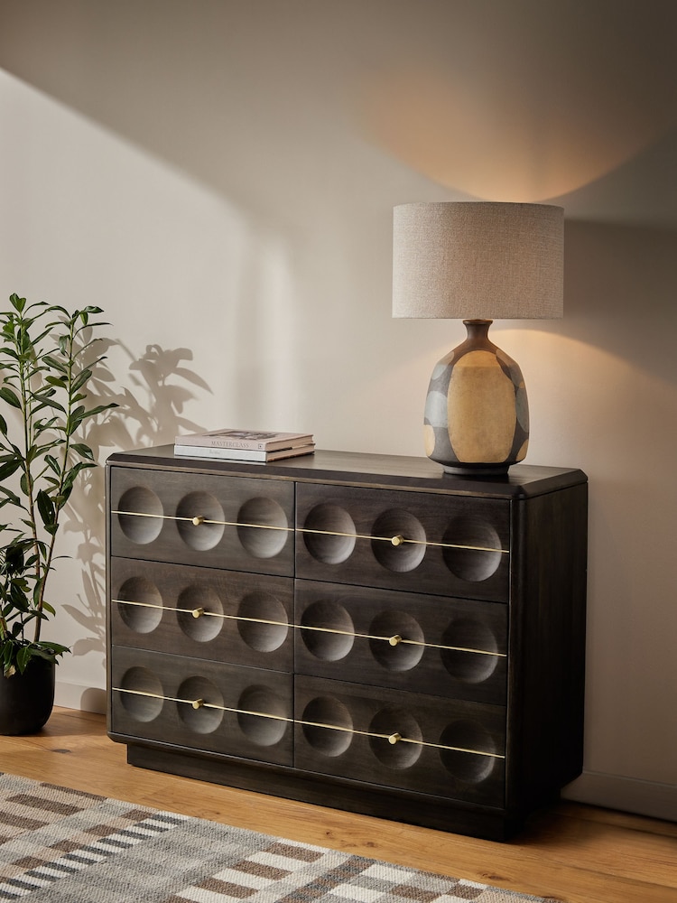 Dark Brown Eden Solid Mango Wood 6 Drawer Sideboard - Image 1 of 10