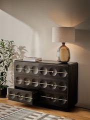 Dark Brown Eden Solid Mango Wood 6 Drawer Sideboard - Image 5 of 10