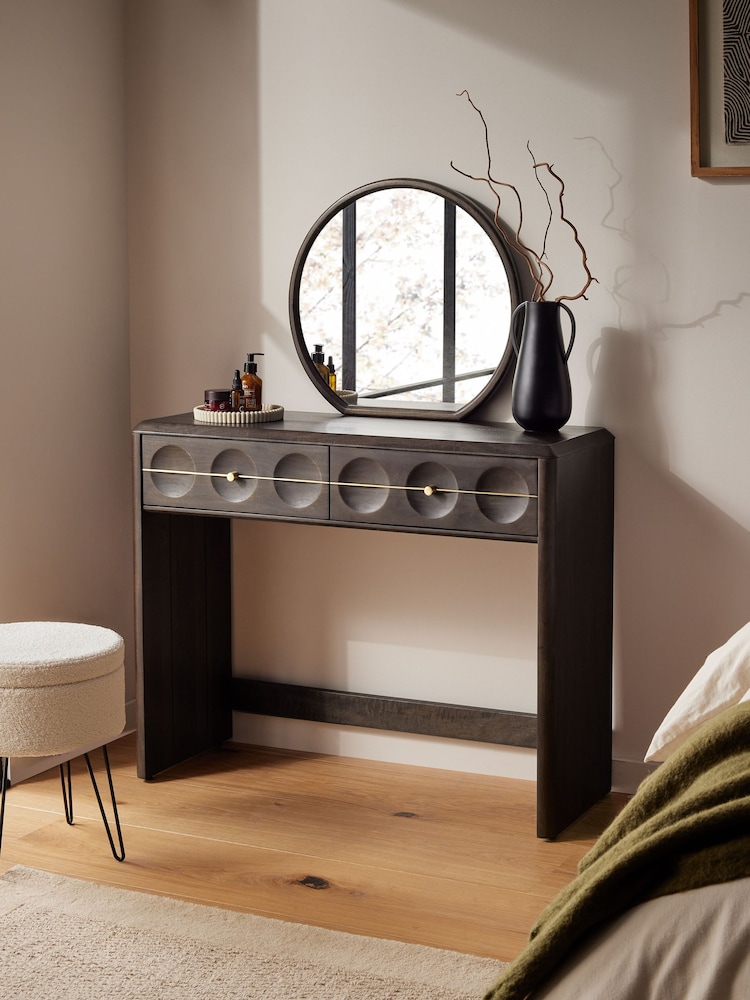 Dark Brown Eden Solid Mango Wood 2 Drawer Console Dressing Table - Image 2 of 5