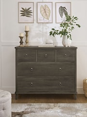 Dark Grey Sadie Solid Mango Wood 5 Drawer Chest of Drawers - Image 1 of 7