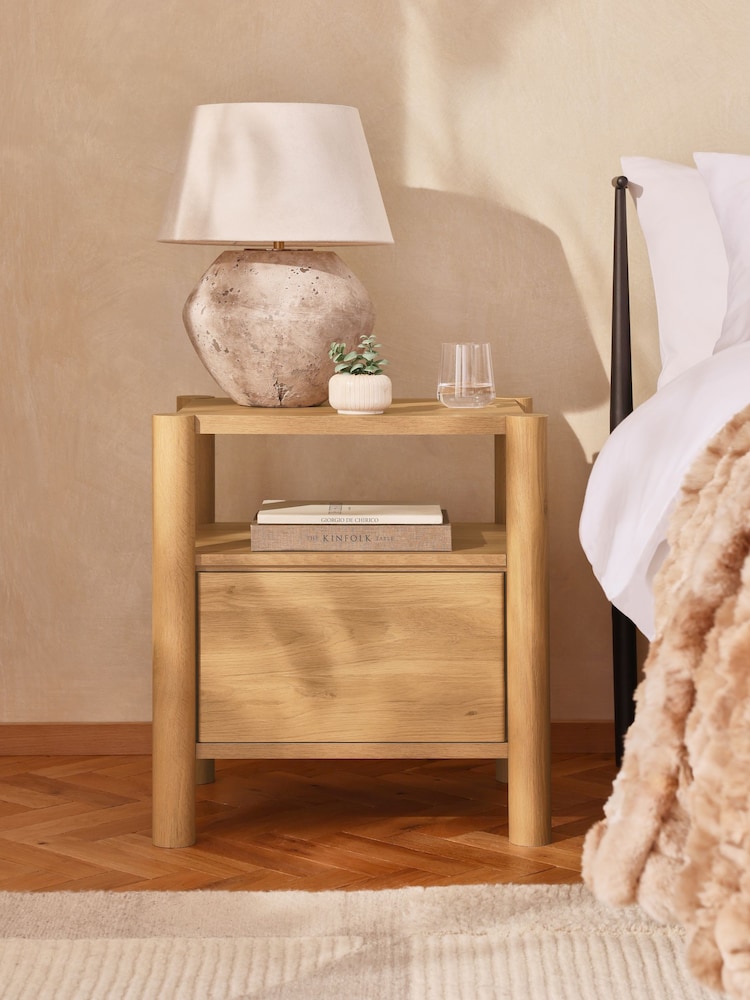 Light Natural Noa Oak Effect Bedside Table - Image 1 of 6