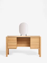 Light Natural Noa Oak Effect 4 Drawer Console Dressing Table - Image 4 of 7