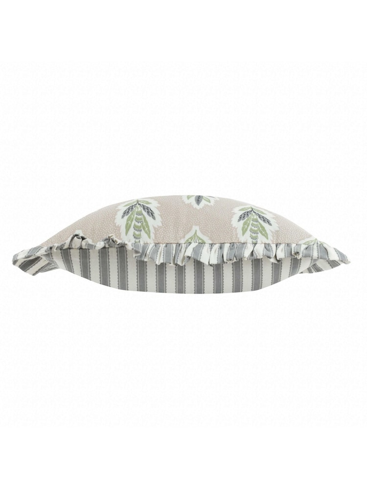 Sanderson Flax Sessile Leaf Ruffled Square Cushion - Image 1 of 5