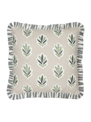 Sanderson Flax Sessile Leaf Ruffled Square Cushion - Image 4 of 5