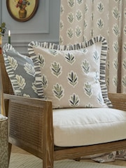 Sanderson Flax Sessile Leaf Ruffled Square Cushion - Image 5 of 5