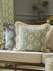 Sanderson Sage Sessile Leaf Ruffled Square Cushion - Image 1 of 5
