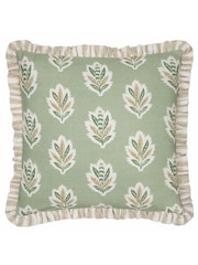 Sanderson Sage Sessile Leaf Ruffled Square Cushion - Image 2 of 5