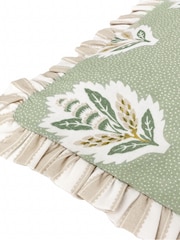 Sanderson Sage Sessile Leaf Ruffled Square Cushion - Image 5 of 5