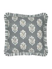 Sanderson Delph Blue Sessile Leaf Ruffled Square Cushion - Image 2 of 5