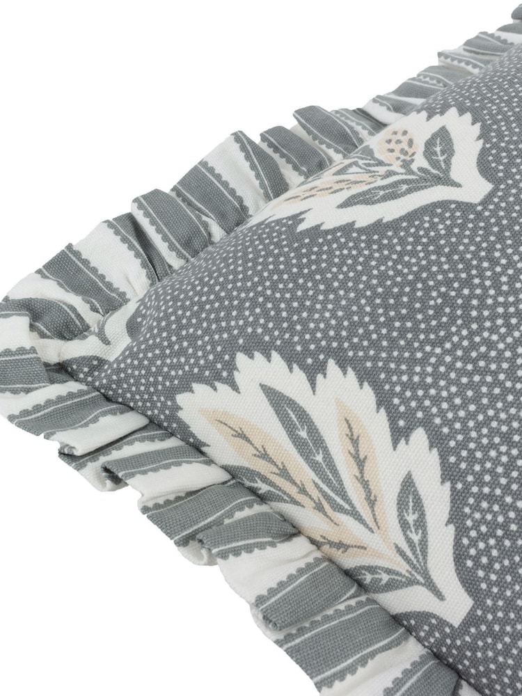 Sanderson Delph Blue Sessile Leaf Ruffled Square Cushion - Image 5 of 5