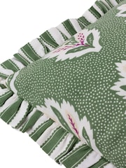 Sanderson Leaf Green Sessile Leaf Ruffled Square Cushion - Image 5 of 5