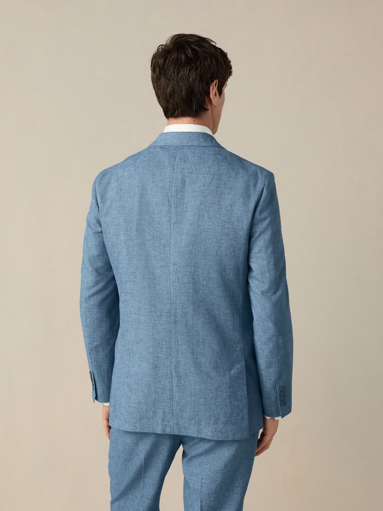 Bleu - Veste de costume en lin texturé - Image 3 of 10