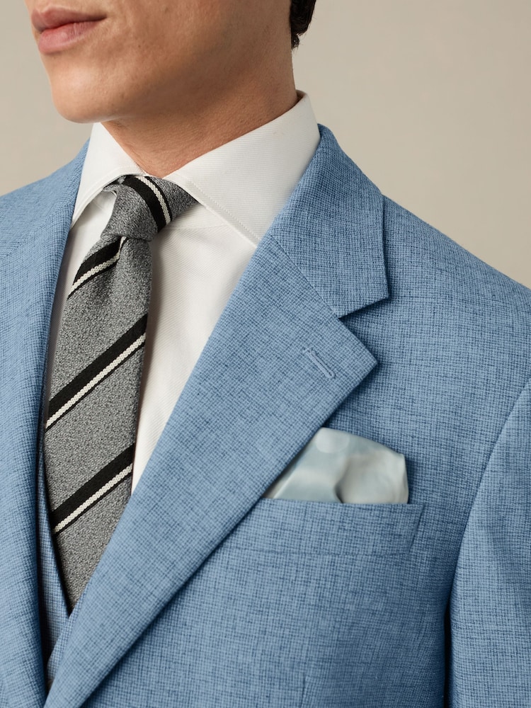Bleu - Veste de costume en lin texturé - Image 5 of 10